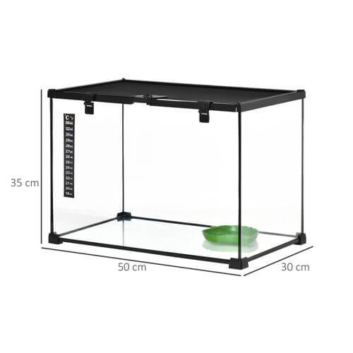 50 x 30 x 35 cm Reptile Terrarium for Lizards, Horned Frogs, Snakes, Black