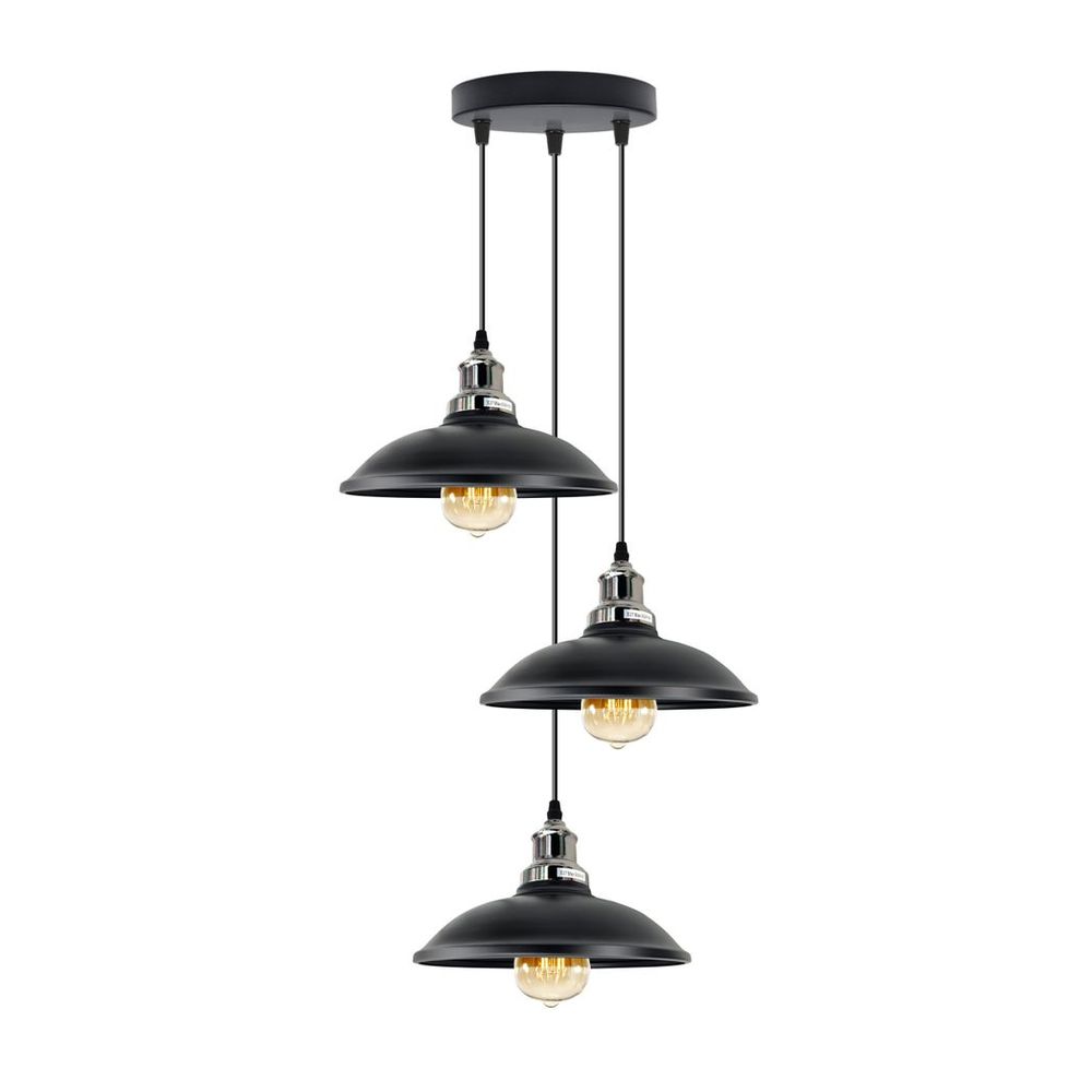 3 Head Vintage Industrial Metal Pendant Ceiling Hanging Light Shade Lamp E27