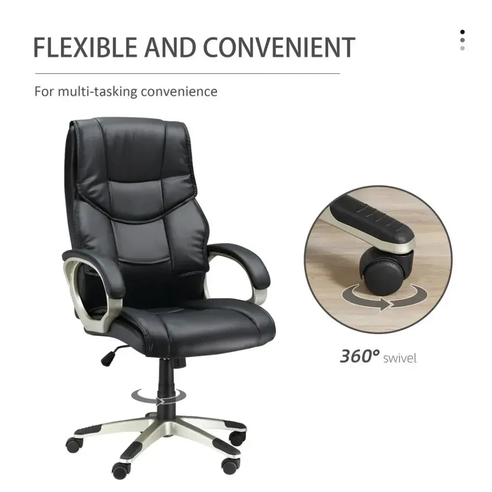 Executive Office Faux Leather Computer Desk Chair w/ Wheel Back
