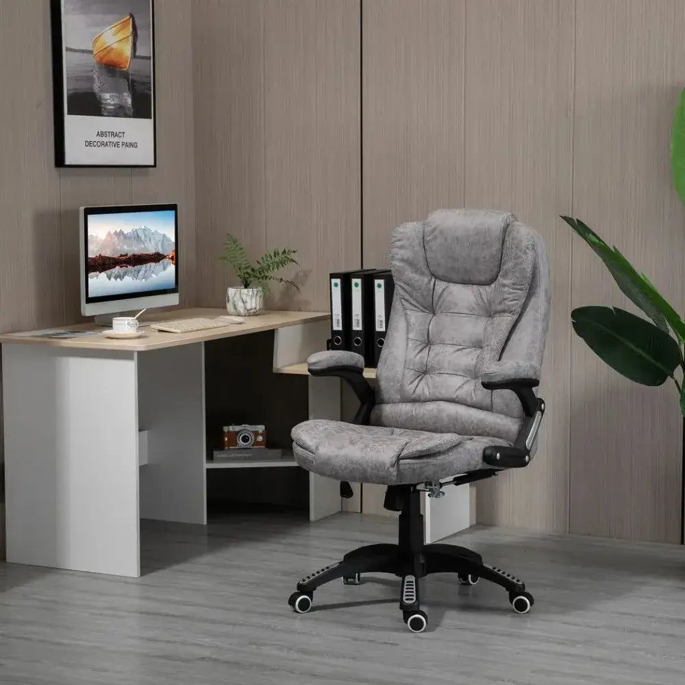High Back Home Office Desk Chair w/ Arms Swivel Wheels Grey