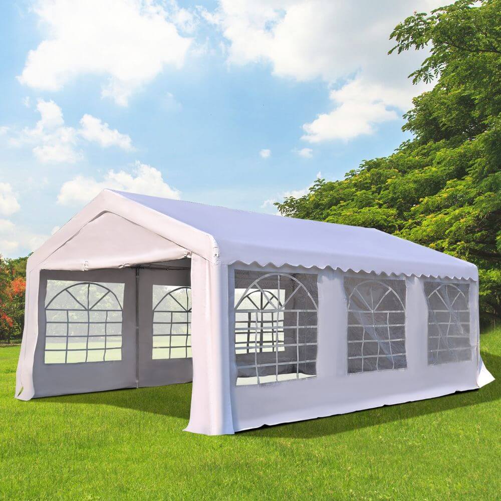 Gazebo Marquee Party Tent, Steel Frame-White - 2 sizes