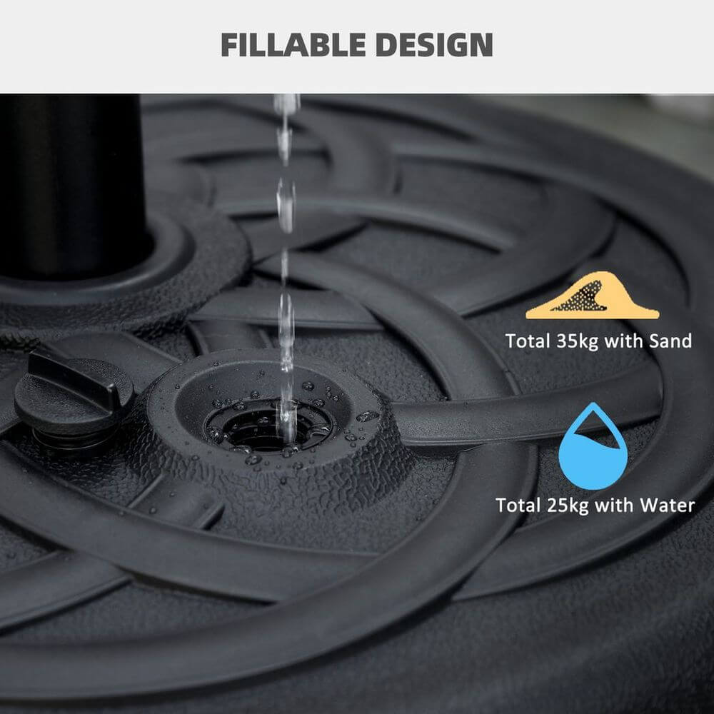 Garden Parasol Base Umbrella Stand 25kg Water or 35kg Sand Filled