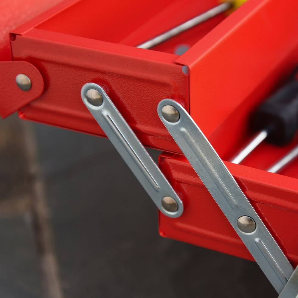 Metal Tool Box 3 Tier 5 Tray Professional Toolbox Red