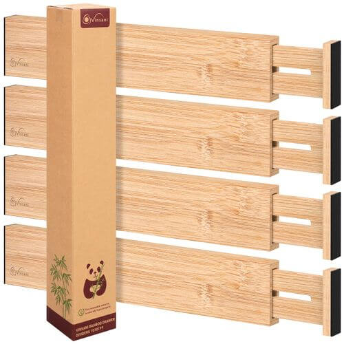 Vinsani Eco-Friendly Bamboo Drawer Dividers