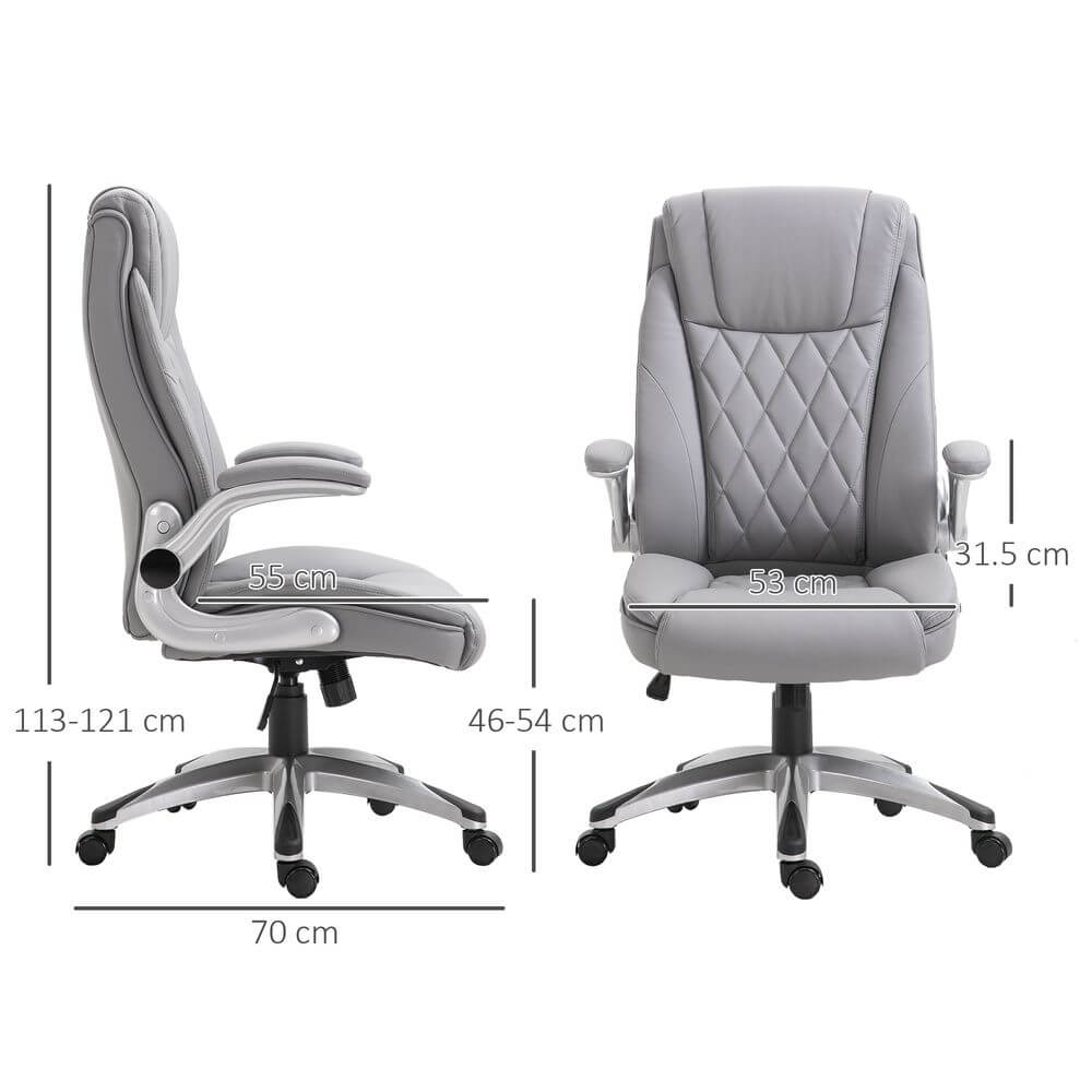 High Back Executive Office Chair Grey PU Leather
