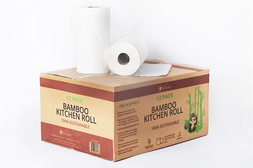 Vinsani 100% Sustainable Bamboo Kitchen Roll - 12 Pack