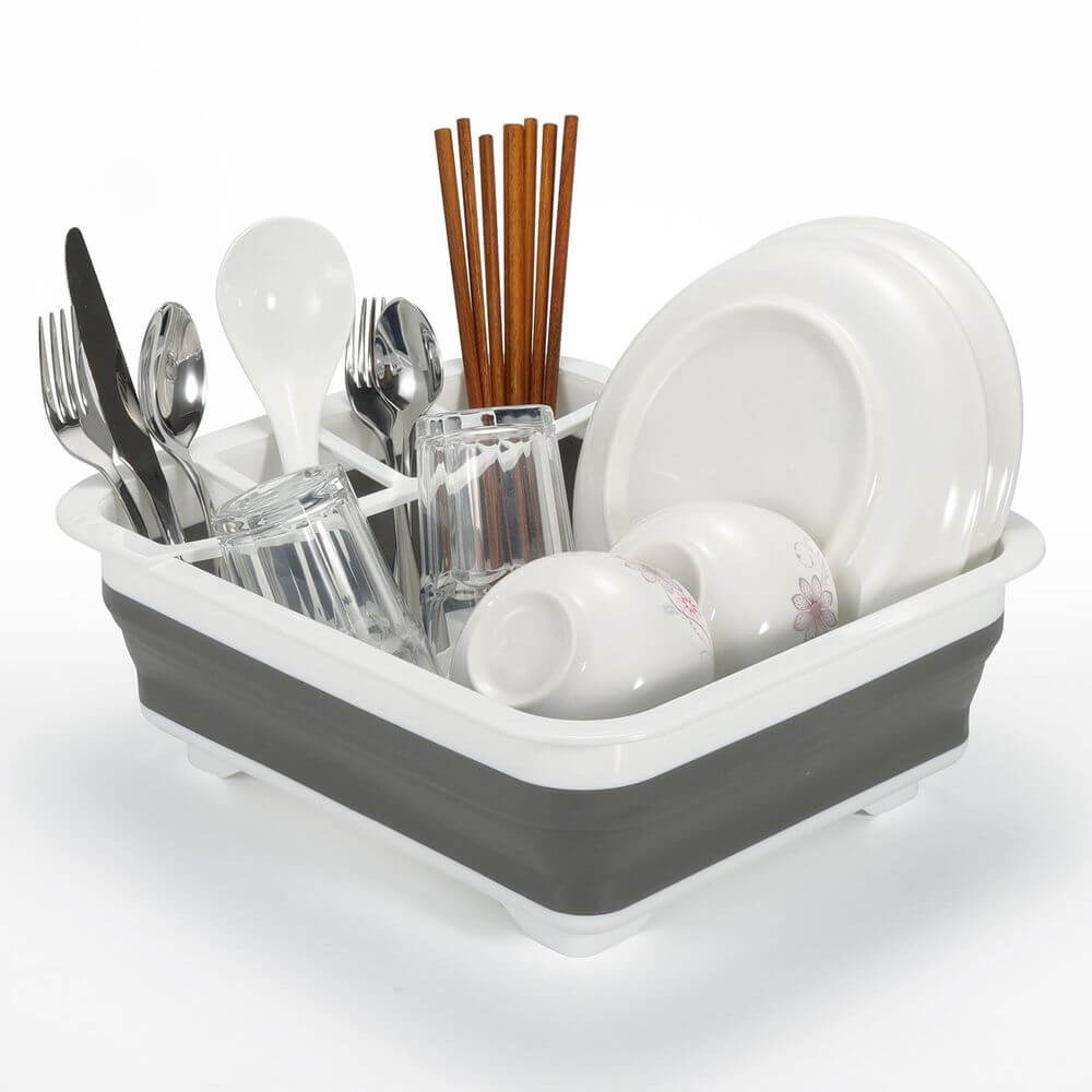 Collapsible Folding Dish Drainer Cutlery Plate Holder & Drying Rack