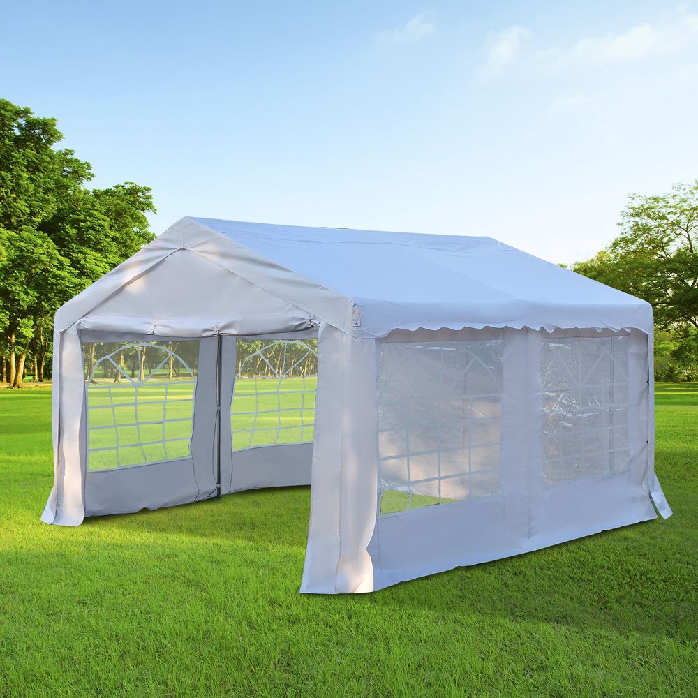 Gazebo Marquee Party Tent, Steel Frame-White - 2 sizes
