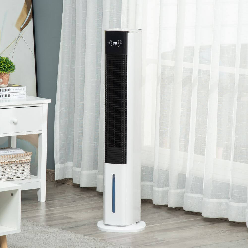 Quiet Air Cooler, Evaporative Ice Cooling Fan Humidifier, White