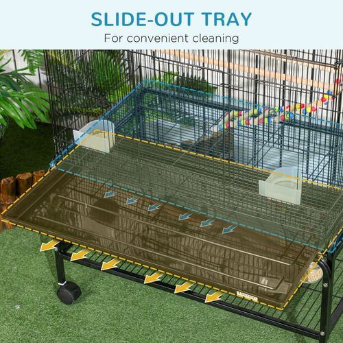 Bird Cage, with Stand, Wheels, Toys, for Budgies, Finches, Parakeets.