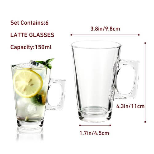 Vinsani Latte Glasses Set Of 6pcs