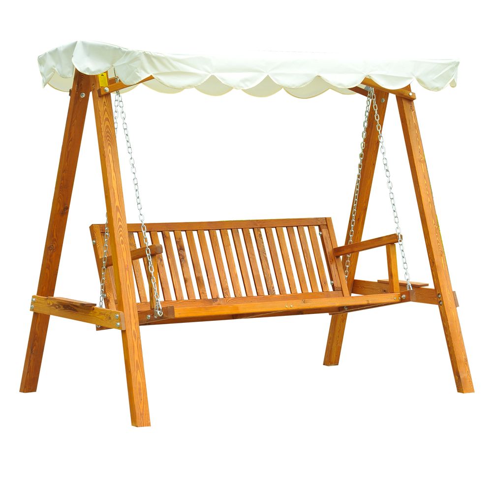 3-Seater Wooden Garden Swing Chair Seat Bench