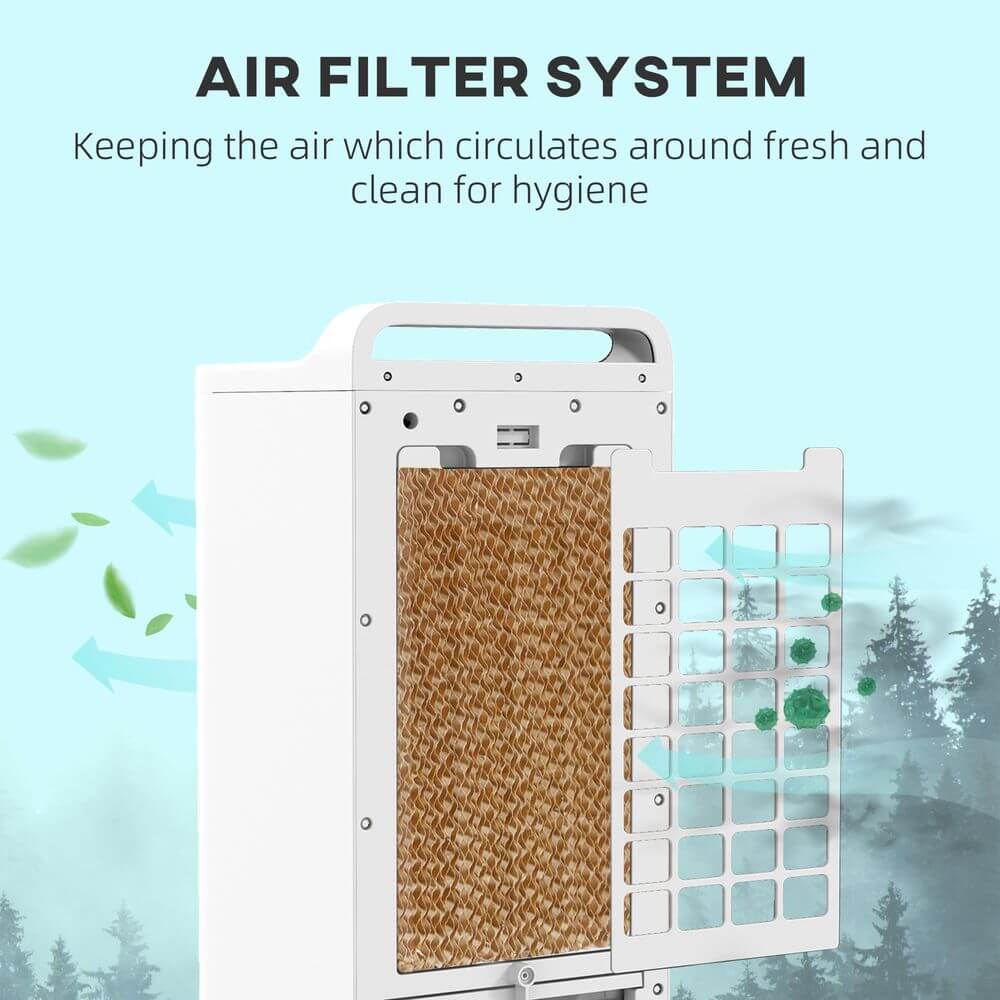 Mobile Air Cooler for Home Office, with Oscillation, Ice Packs