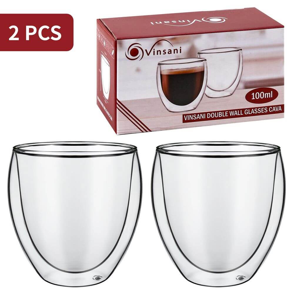 Double Wall Glasses Cava Barware Set Of 2