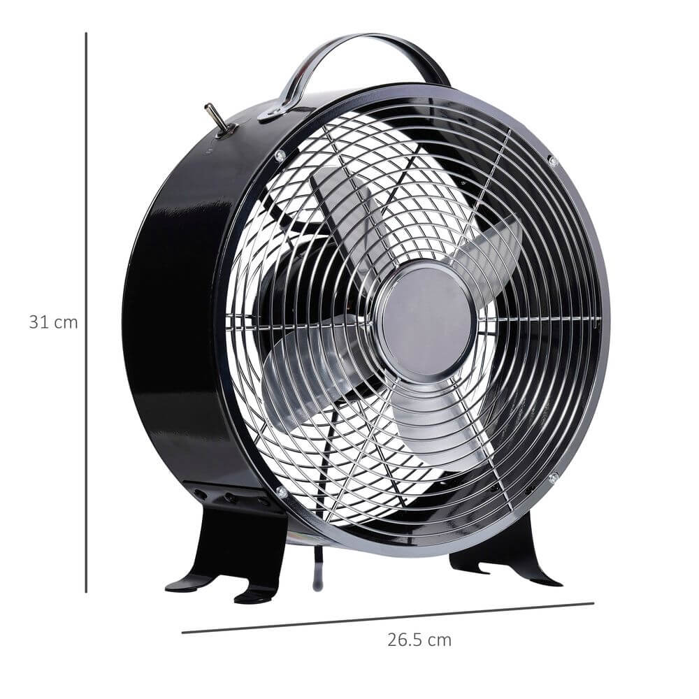 Black 26cm 2-Speed Electric Fan Safe Guard Anti-Slip Feet Home Office