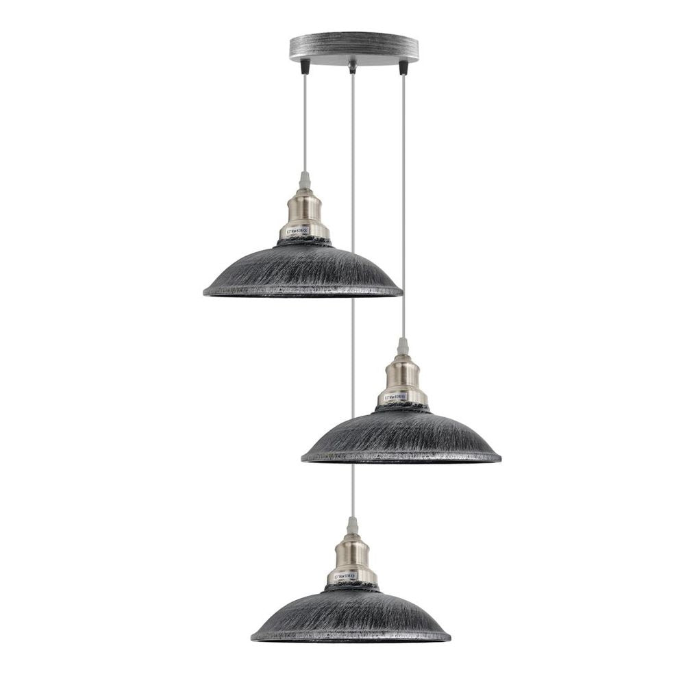 3 Head Vintage Industrial Metal Pendant Ceiling Hanging Light Shade Lamp E27