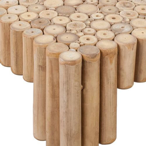 Close-up of rustic eco-friendly bamboo coffee table showcasing unique natural design.
