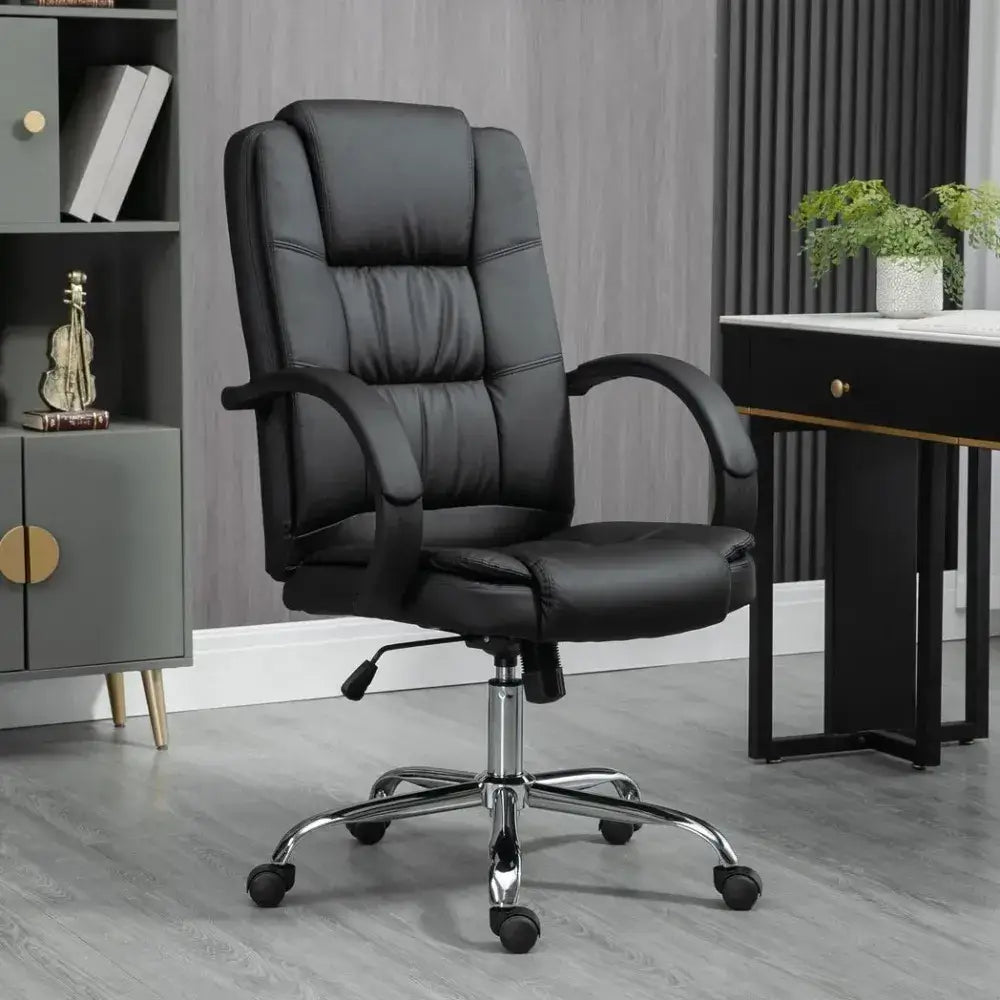 PU Leather Executive Office Chair High Back Height Adjustable, Black
