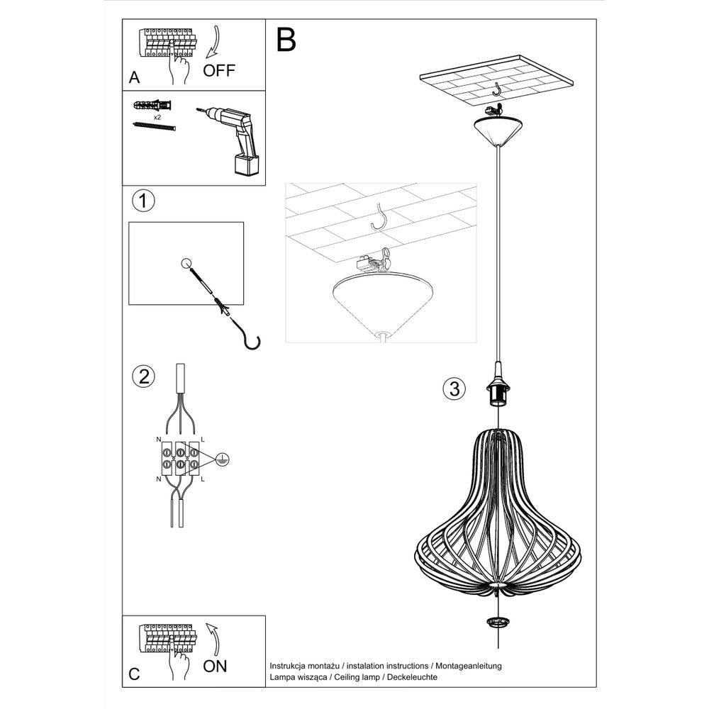 Pendant Elza Scandinavian Design Lamp Wood  E27