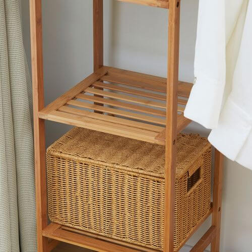Bamboo Clothes Rail Garment Rack with 6 Tier Storage Shelf & Hanging Rod
