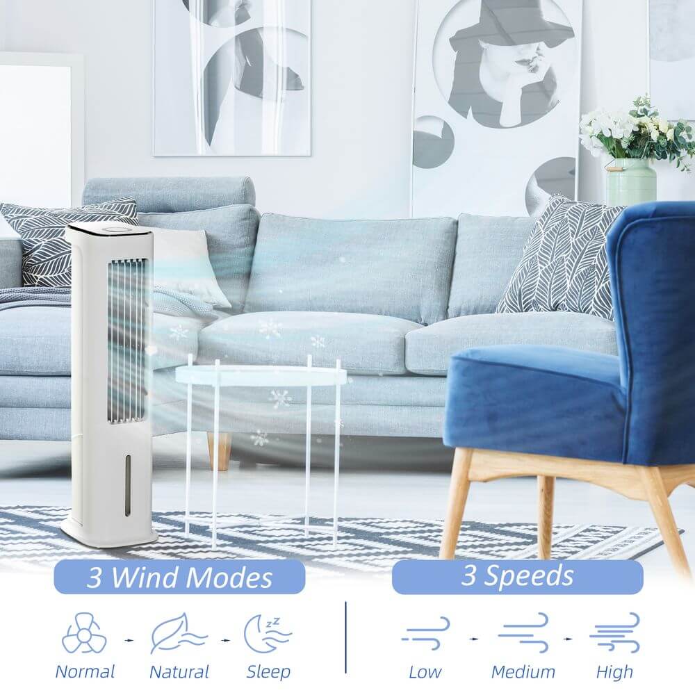 Evaporative Air Cooler with Timer Oscillating Tower Fan