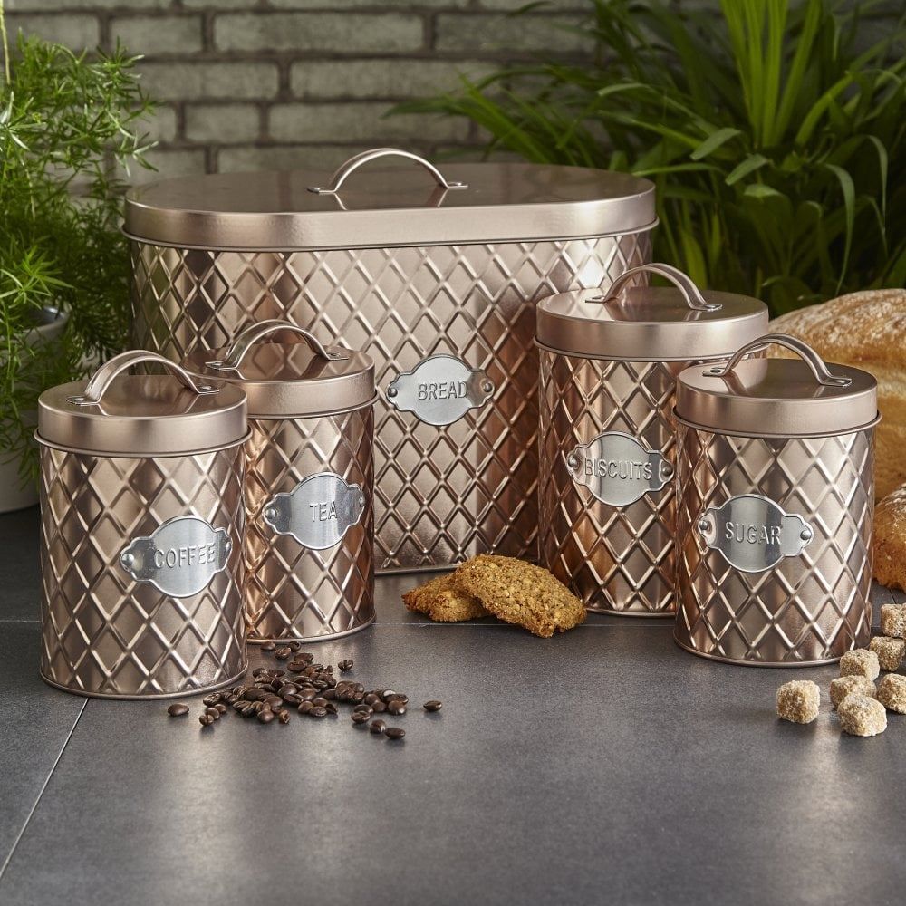 Copper 5 Piece Kitchen Canister Set