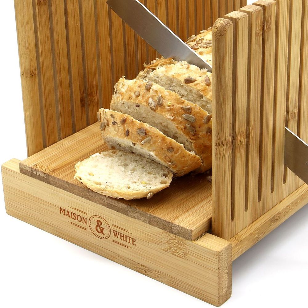 Bamboo Bread Slicer Guide With Crumb Catcher