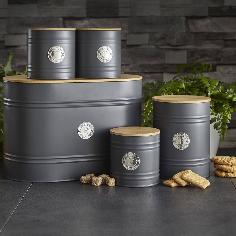Scandi Grey 5 Piece Kitchen Canister Set