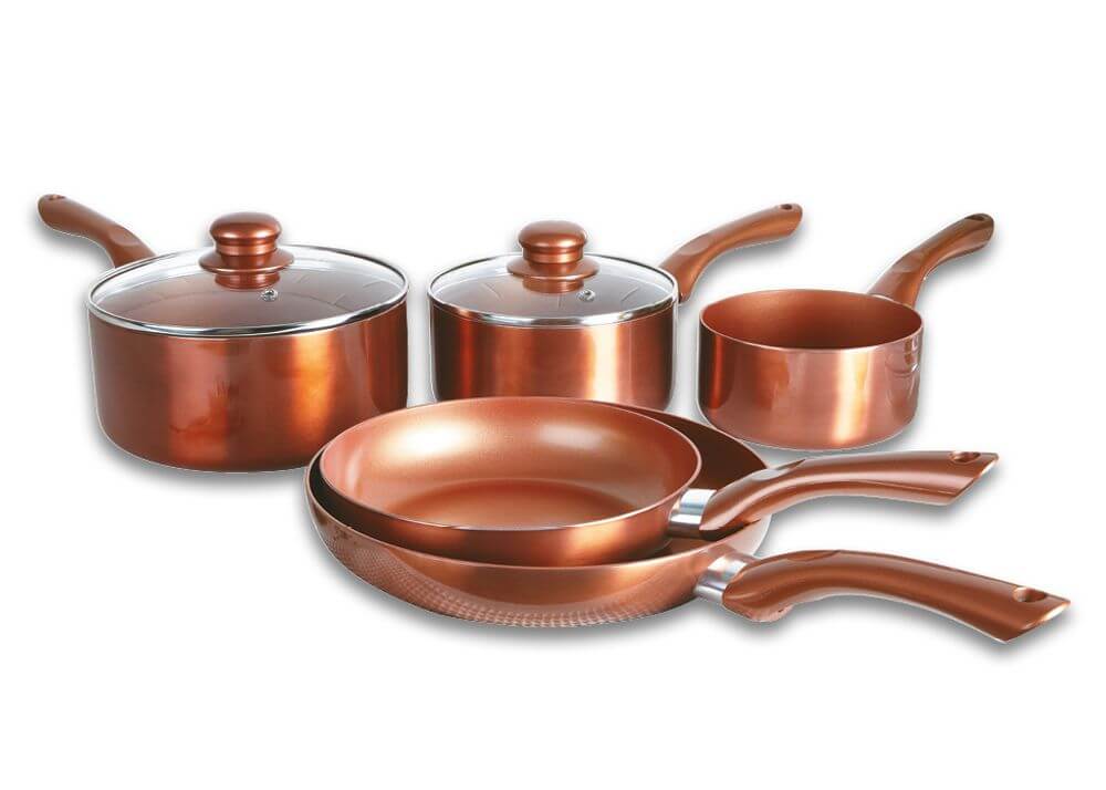 Copper Non-Stick Ceramic Coating Saucepans & Frying Pans Set