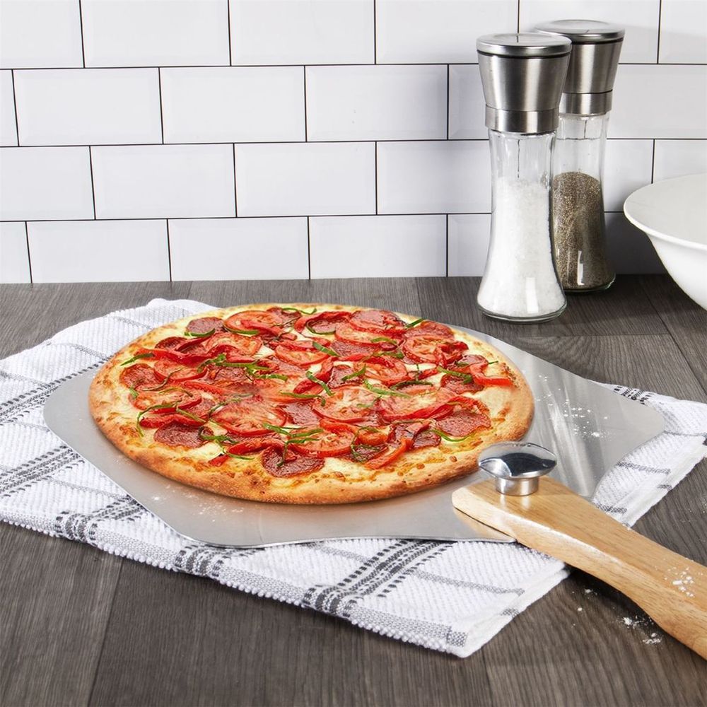 Stainless Steel Pizza Peel In Use