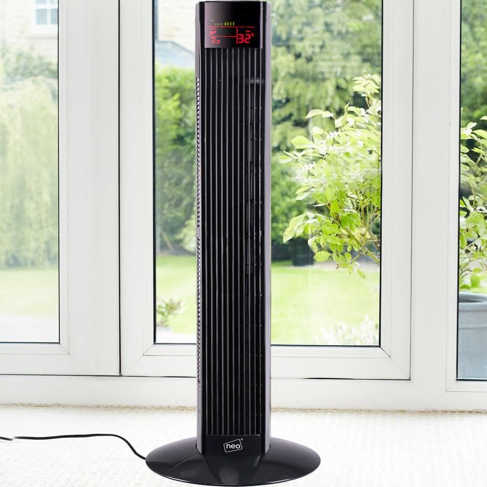 Black 36” Free Standing 3 Speed Tower Fan with Remote Control