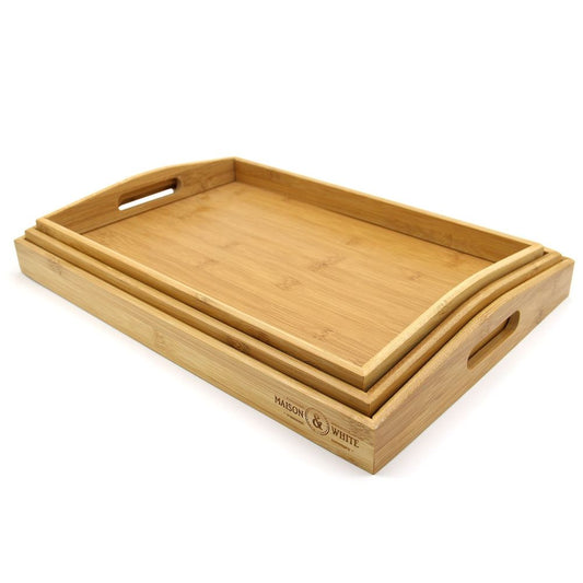 Natural Bamboo Serving Trays - Set of 3