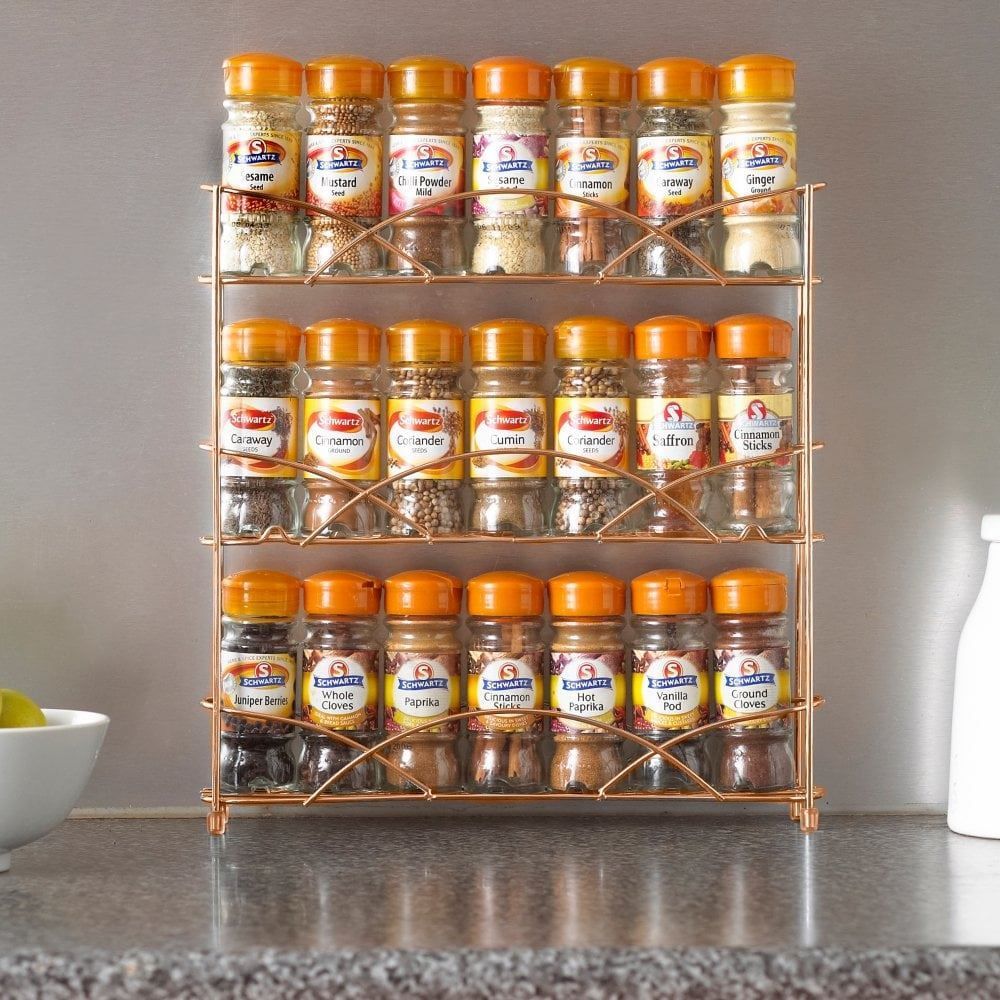 Copper Free Standing 3 Tier Table Top Spice Rack