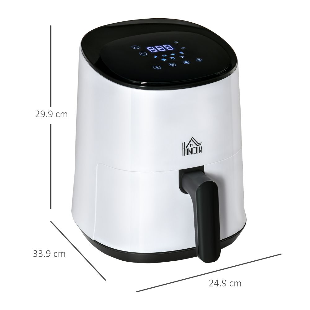 1300W 2.5L Digital Air Fryer With Measurements On White Background