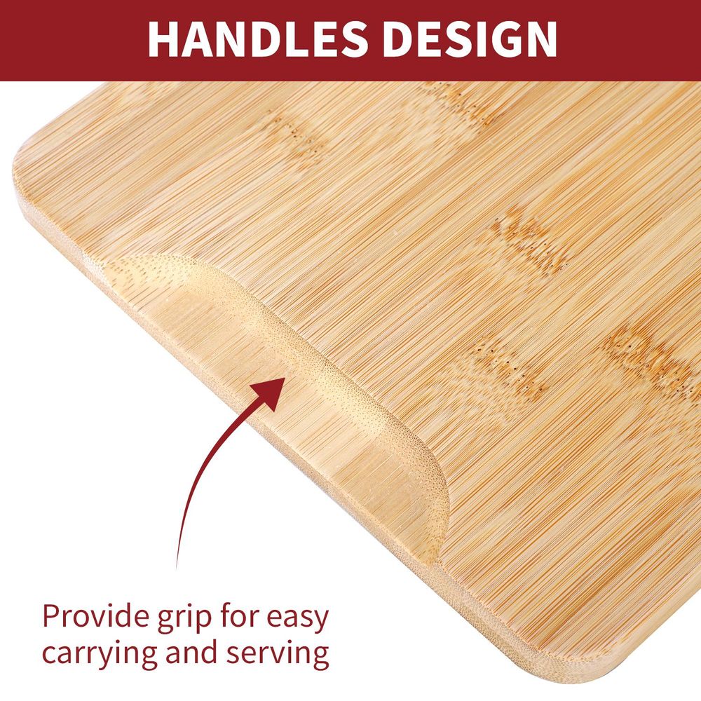 Bamboo 100% Natural Wooden Chopping Board Set of 3
