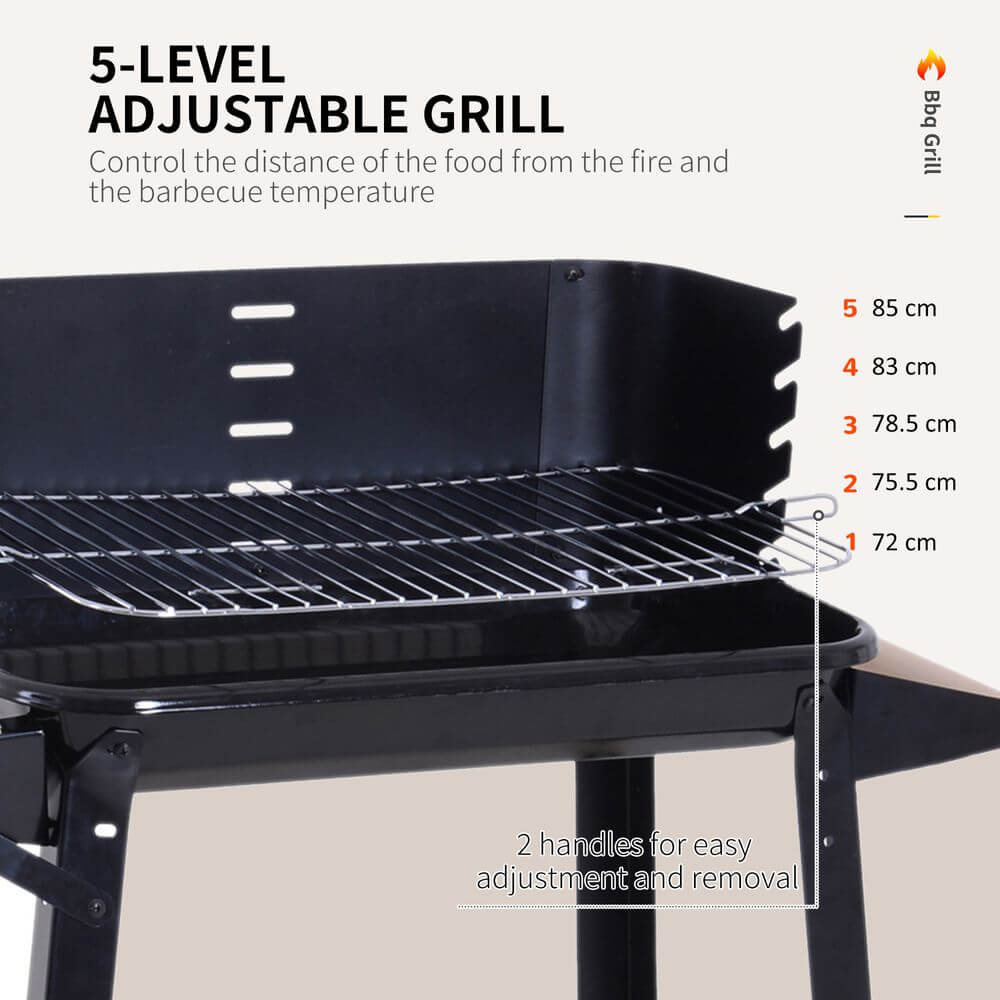 Outsunny Charcoal BBQ Grill, 87Lx45Wx83H cm-Black