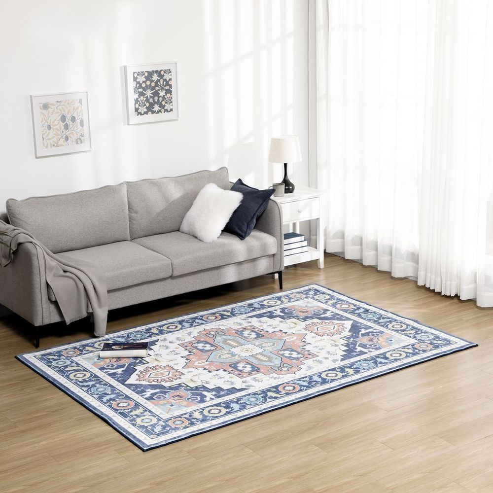 Area Rug for Bedroom, Lounge, Vintage Floral Large Carpet, 160x230cm, Blue