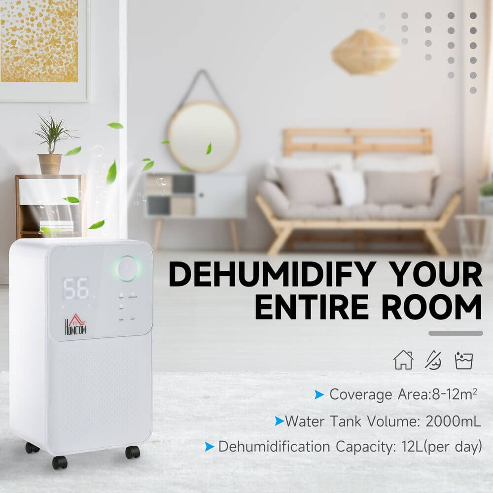 12L/Day Portable Dehumidifier Features