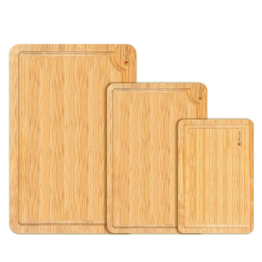 Bamboo 100% Natural Wooden Chopping Board Set of 3