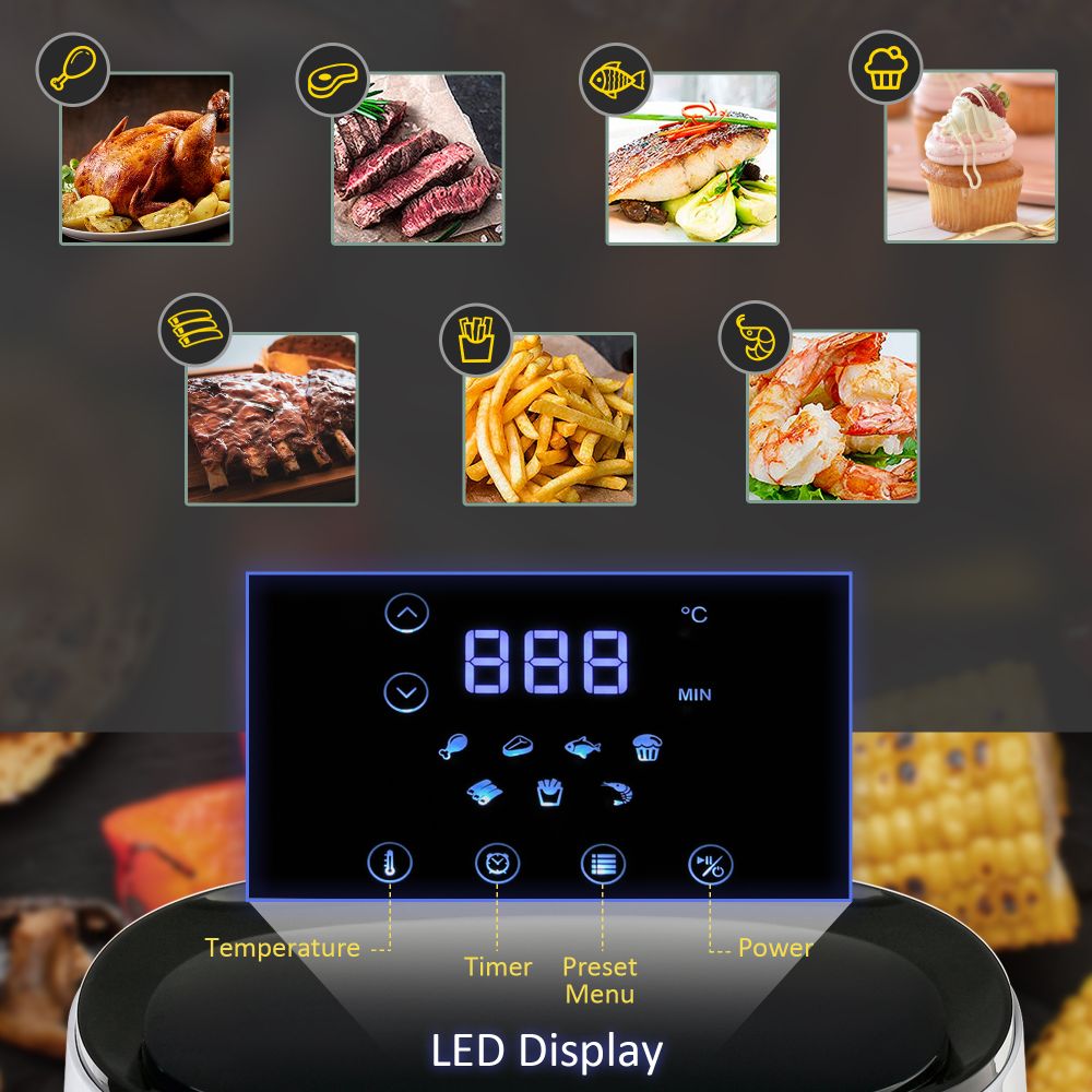 1300W 2.5L Digital Air Fryer Features