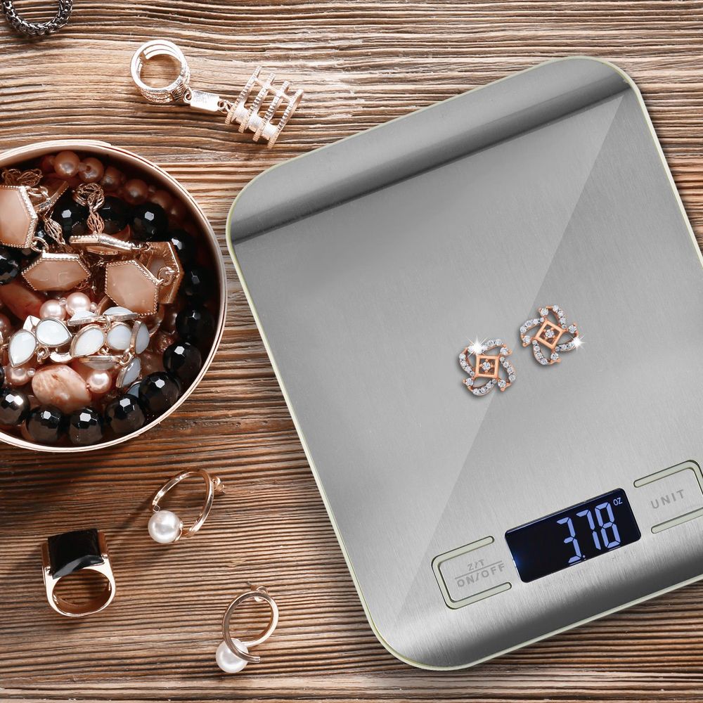 Silver Digital Kitchen Scales In Use