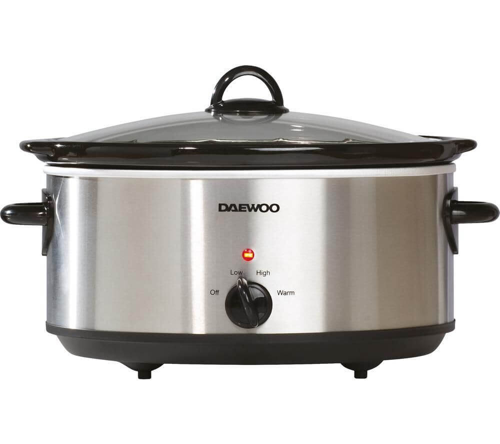 Daewoo 6.5L Non Stick Slow Cooker Stainless Steel Family Size Dishwasher Safe