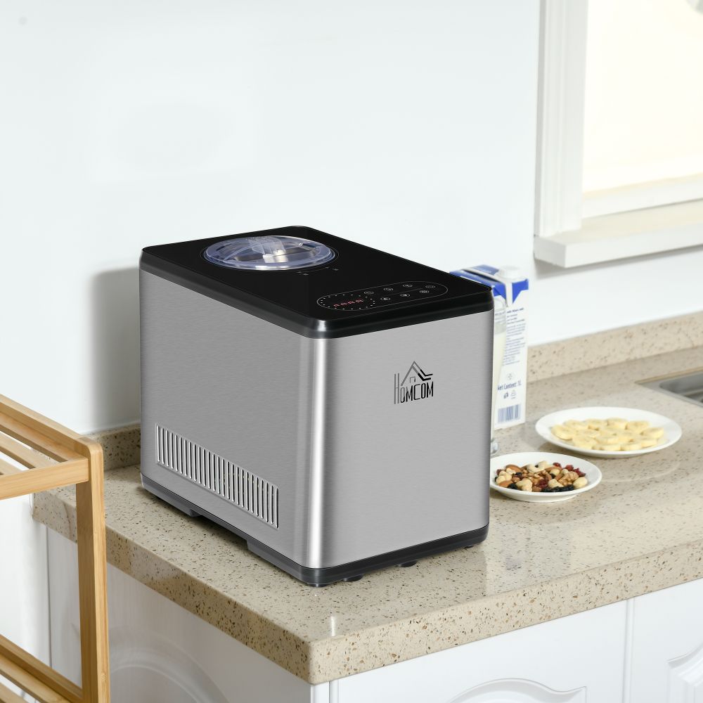 1.5L Stainless Steel Ice Cream Maker Machine In Use