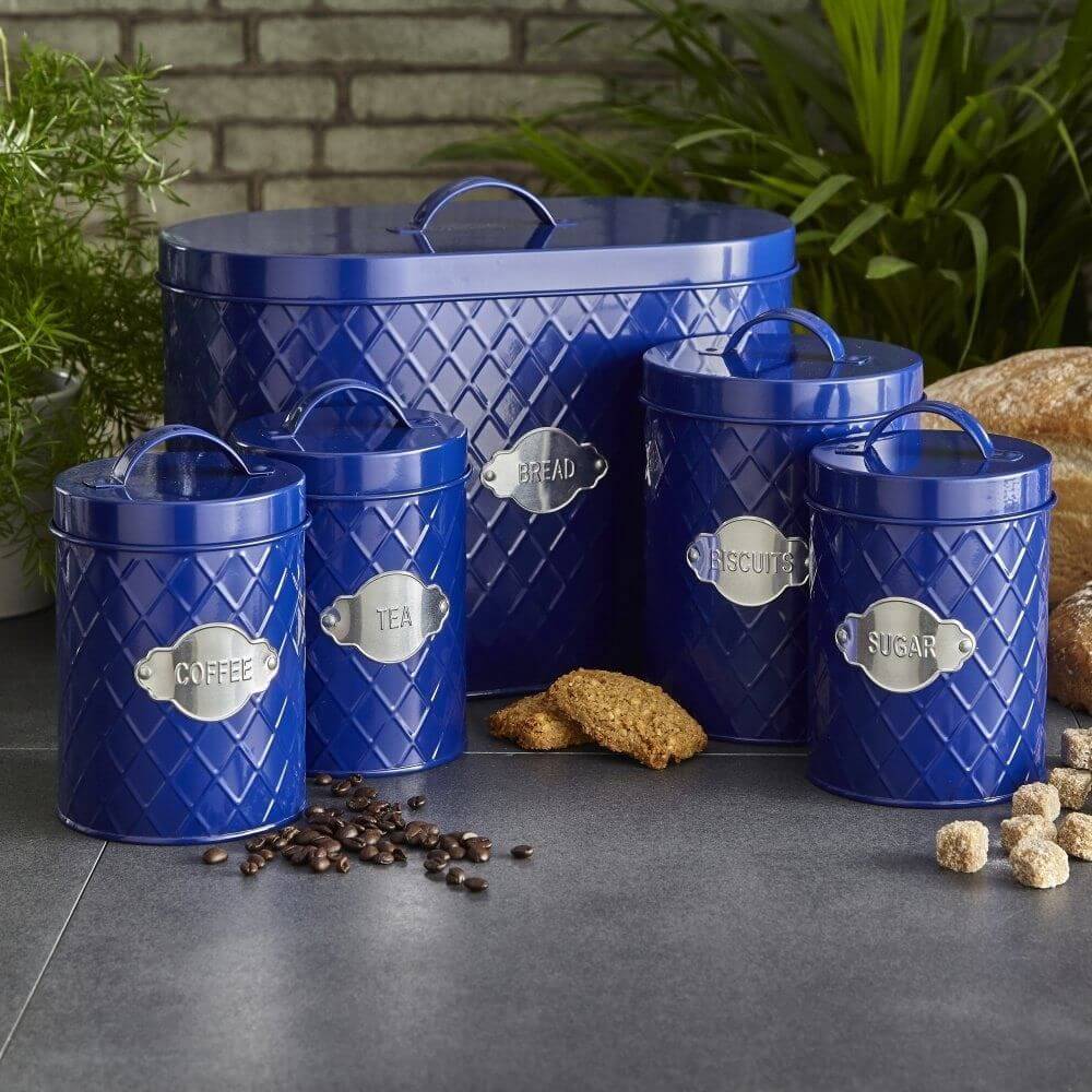 Navy 5 Piece Kitchen Canister Set