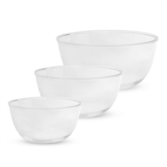 Traditional Glass Mixing Bowls - Set of 3