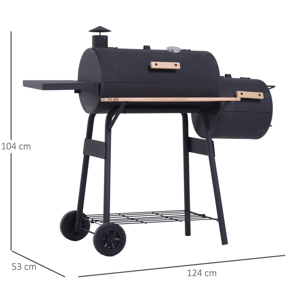 Portable Charcoal BBQ Grill With Offset Smoker With Measurements