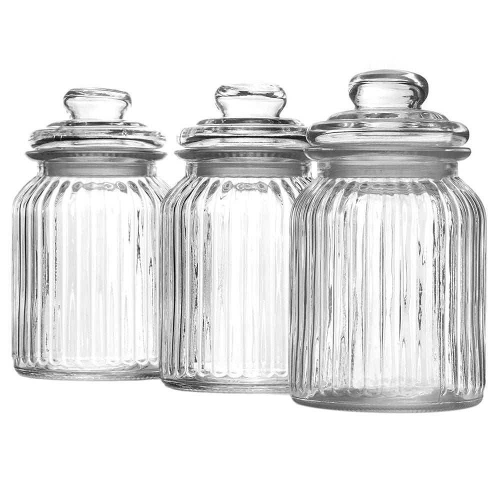 Set of 3 Vintage Airtight Glass Jars