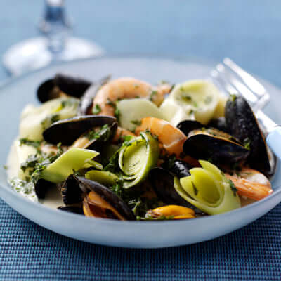 Leek, Mussel and Prawn Hotpot