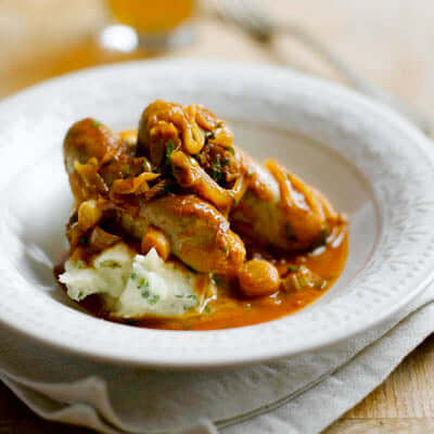 Sausage and Leek Casserole with Chive Mash