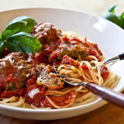 Italian Homemade Meatballs with Spicy Tomato Pasta